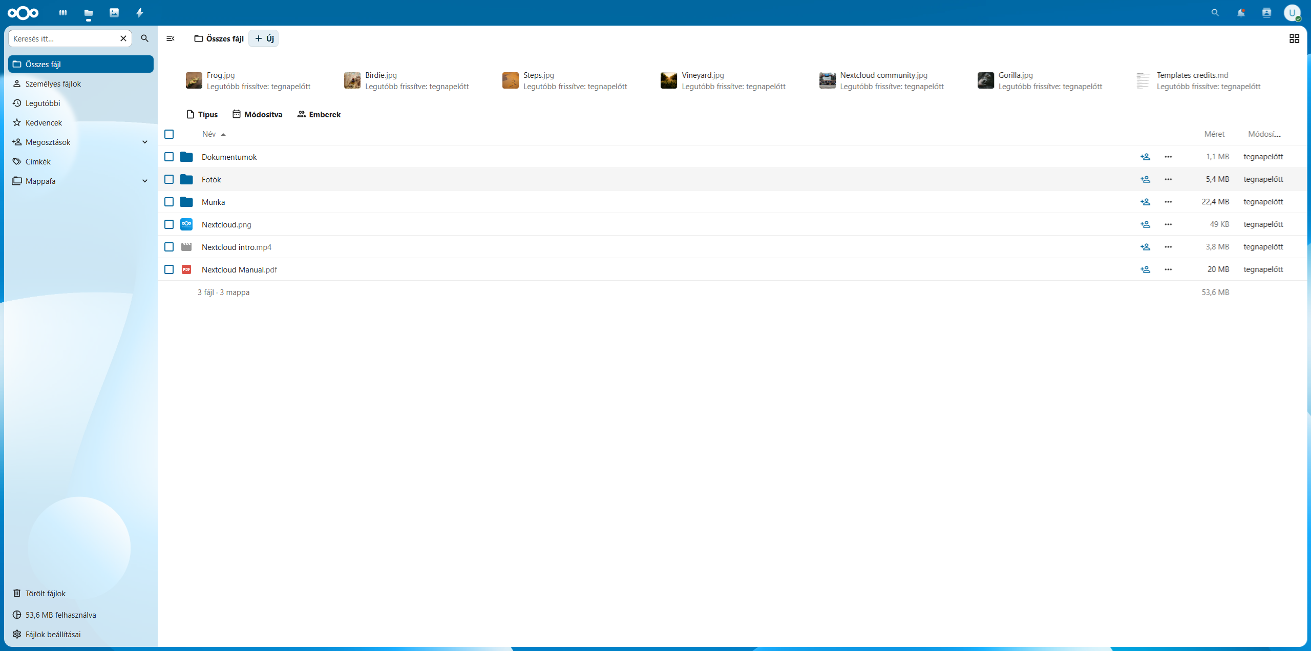 Nextcloud management interface
